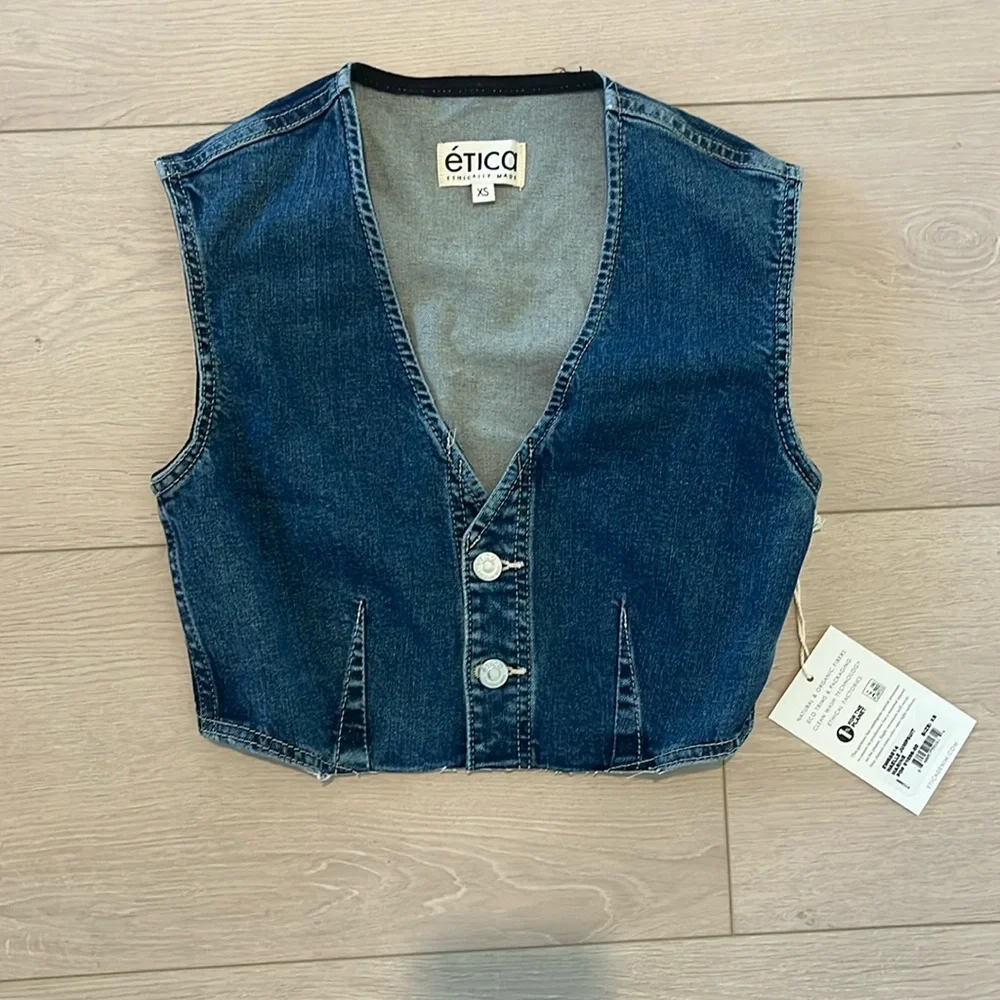 Free People Denim Vest Top XS - Picture 1 of 3